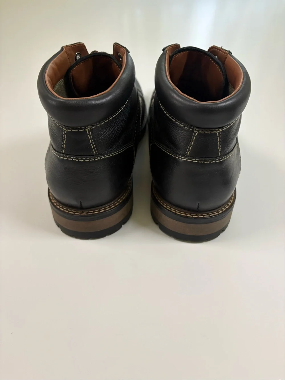 (Like New)  Men’s Black Leather Chukka Boots with Contrast Stitching.